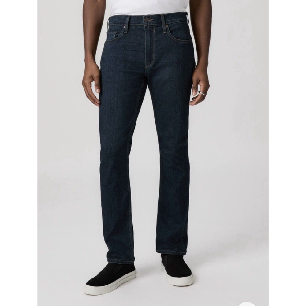 PAIGE Federal Slim Straight Jeans Mens 31 Cellar Dark Wash Transcend Stretch EUC